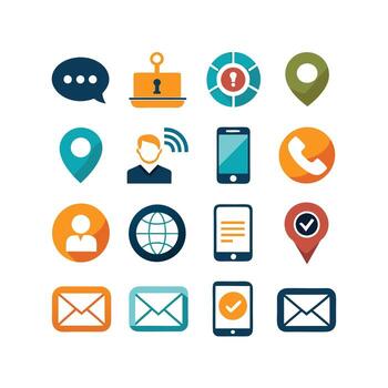 contacto nosotros icono conjunto colección para sitios web y móvil aplicaciones vector