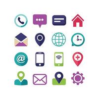Contact Us icon set collection for websites and mobile applications vector