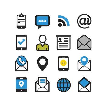 contacto nosotros icono conjunto colección para sitios web y móvil aplicaciones vector