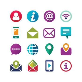 Contact Us icon set collection for websites and mobile applications vector