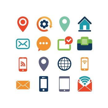 Contact Us icon set collection for websites and mobile applications vector