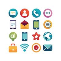 Contact Us icon set collection for websites and mobile applications vector