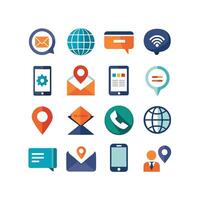 Contact Us icon set collection for websites and mobile applications vector