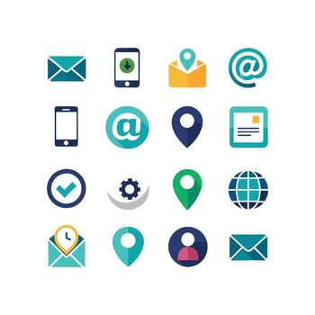 contacto nosotros icono conjunto colección para sitios web y móvil aplicaciones vector