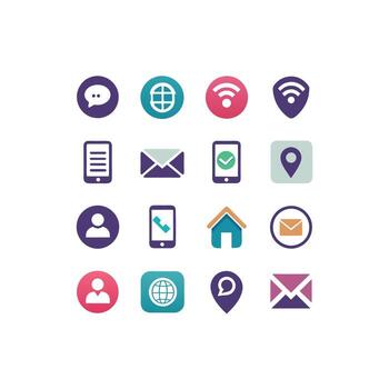 Contact Us icon set collection for websites and mobile applications vector