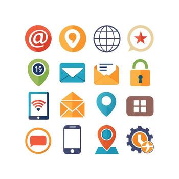 Contact Us icon set collection for websites and mobile applications vector