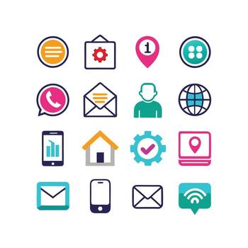 Contact Us icon set collection for websites and mobile applications vector