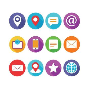 contacto nosotros icono conjunto colección para sitios web y móvil aplicaciones vector