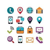 Contact Us icon set collection for websites and mobile applications vector