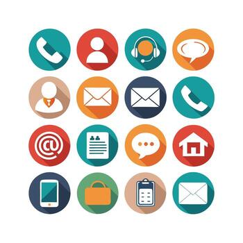 Contact Us icon set collection for websites and mobile applications vector