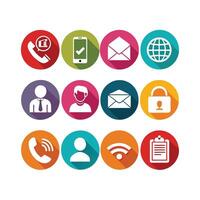 Contact Us icon set collection for websites and mobile applications vector