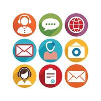 Contact Us icon set collection for websites and mobile applications vector