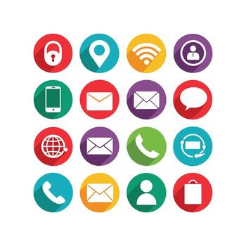 contacto nosotros icono conjunto colección para sitios web y móvil aplicaciones vector