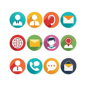 Contact Us icon set collection for websites and mobile applications vector