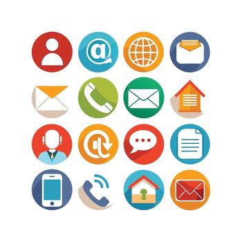 Contact Us icon set collection for websites and mobile applications vector
