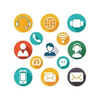 Contact Us icon set collection for websites and mobile applications vector