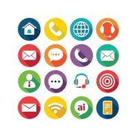 Contact Us icon set collection for websites and mobile applications vector