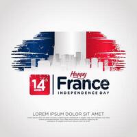 France day greeting card with grunge and splash effect on flag as a symbol of independence vector