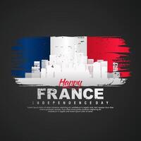 France day greeting card with grunge and splash effect on flag as a symbol of independence vector