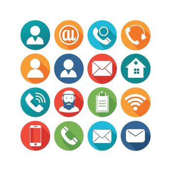 Contact Us icon set collection for websites and mobile applications vector