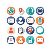 Contact Us icon set collection for websites and mobile applications vector