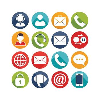 Contact Us icon set collection for websites and mobile applications vector