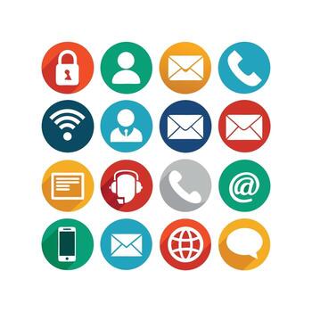 contacto nosotros icono conjunto colección para sitios web y móvil aplicaciones vector