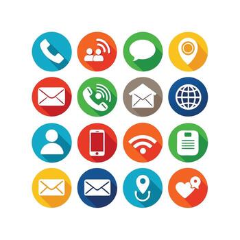 Contact Us icon set collection for websites and mobile applications vector