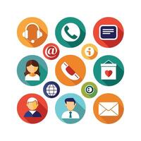 Contact Us icon set collection for websites and mobile applications vector