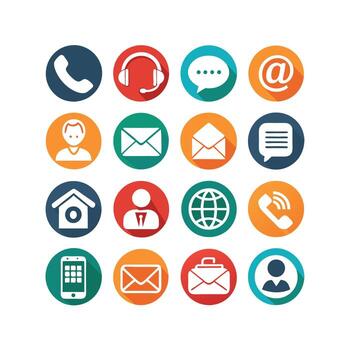 Contact Us icon set collection for websites and mobile applications vector