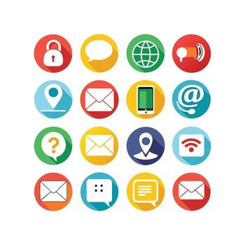 Contact Us icon set collection for websites and mobile applications vector