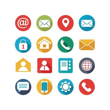 Contact Us icon set collection for websites and mobile applications vector