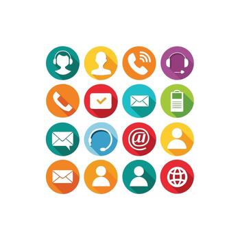 Contact Us icon set collection for websites and mobile applications vector