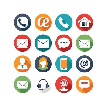 Contact Us icon set collection for websites and mobile applications vector