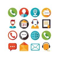 Contact Us icon set collection for websites and mobile applications vector
