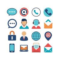 Contact Us icon set collection for websites and mobile applications vector