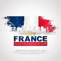 France day greeting card with grunge and splash effect on flag as a symbol of independence vector