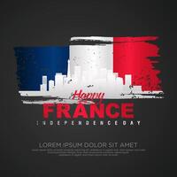 France day greeting card with grunge and splash effect on flag as a symbol of independence vector