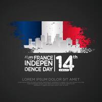 France day greeting card with grunge and splash effect on flag as a symbol of independence vector