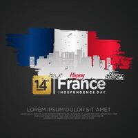 France day greeting card with grunge and splash effect on flag as a symbol of independence vector