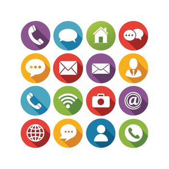 contacto nosotros icono conjunto colección para sitios web y móvil aplicaciones vector