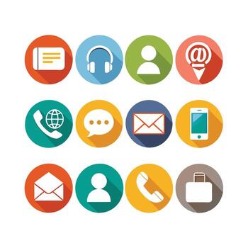 Contact Us icon set collection for websites and mobile applications vector