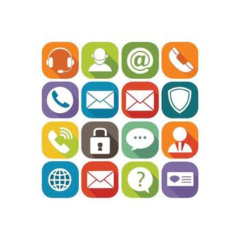 contacto nosotros icono conjunto colección para sitios web y móvil aplicaciones vector