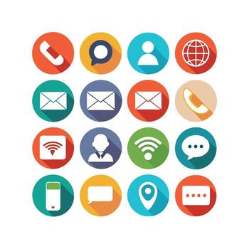 Contact Us icon set collection for websites and mobile applications vector