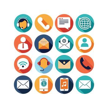 Contact Us icon set collection for websites and mobile applications vector