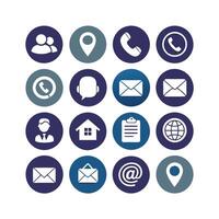 Contact Us icon set collection for websites and mobile applications vector