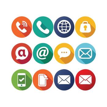 Contact Us icon set collection for websites and mobile applications vector