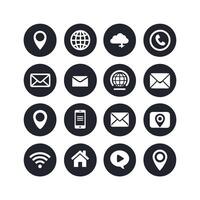 Contact Us icon set collection for websites and mobile applications vector