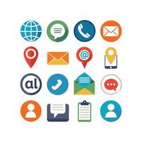 Contact Us icon set collection for websites and mobile applications vector