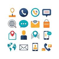 Contact Us icon set collection for websites and mobile applications vector